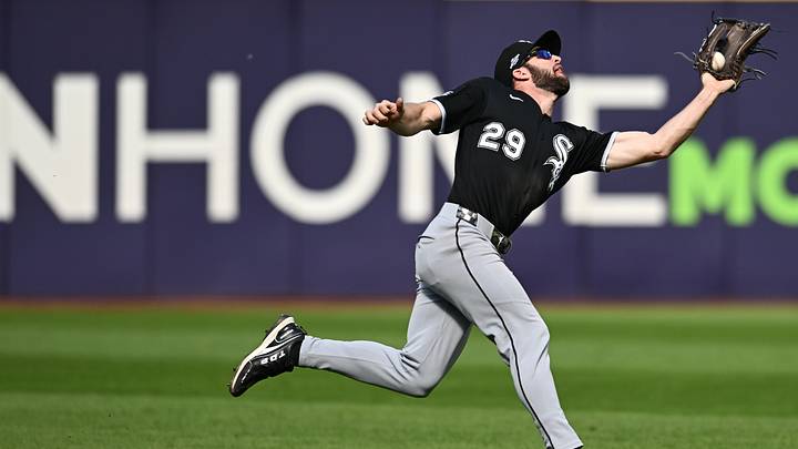 Oct 3, 2026; Cleveland, Ohio, USA; Chicago White Sox center fielder Tristan Peters (29) makes a catch in the outfield during the sixth inning against the Cleveland Guardians in game one of the ALDS for the 2026 MLB Playoffs at Progressive Field. Mandatory Credit: Ken Blaze-Imagn Images Oct 3, 2026; Cleveland, Ohio, USA; Chicago White Sox center fielder Tristan Peters (29) makes a catch in the outfield during the sixth inning against the Cleveland Guardians in game one of the ALDS for the 2026 MLB Playoffs at Progressive Field. Mandatory Credit: Ken Blaze-Imagn Images