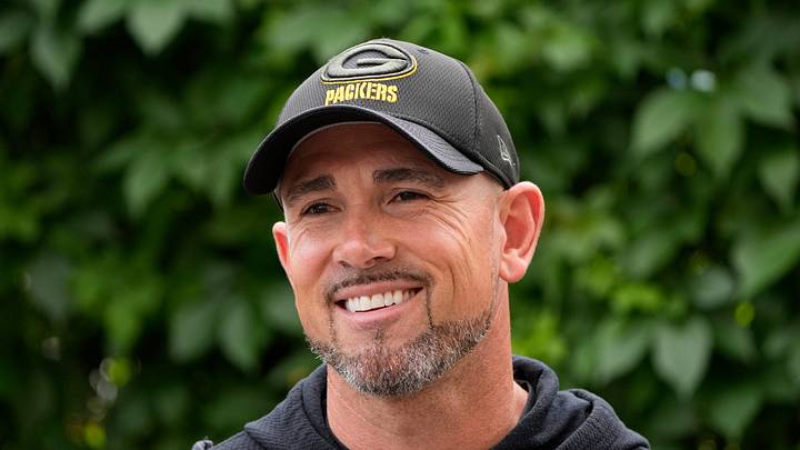 Green Bay Packers head coach Matt LaFleur smiles