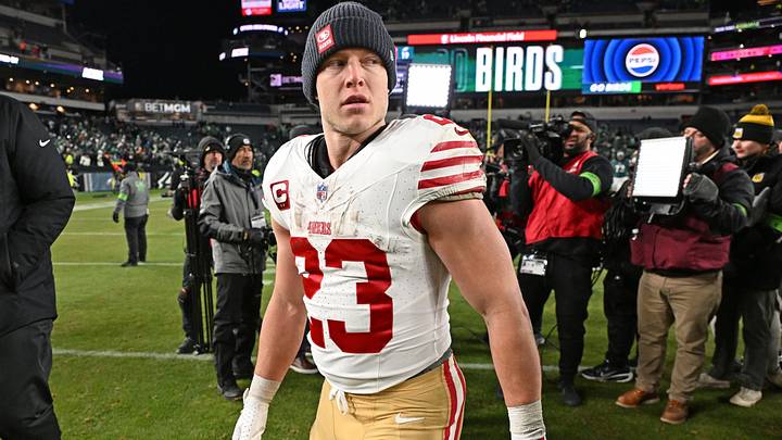 Jan 11, 2026; Philadelphia, PA, USA; San Francisco 49ers running back Christian McCaffrey (23) on the field after win against the Philadelphia Eagles in an NFC Wild Card Round game at Lincoln Financial Field. Mandatory Credit: Eric Hartline-Imagn Images Jan 11, 2026; Philadelphia, PA, USA; San Francisco 49ers running back Christian McCaffrey (23) on the field after win against the Philadelphia Eagles in an NFC Wild Card Round game at Lincoln Financial Field. Mandatory Credit: Eric Hartline-Imagn Images