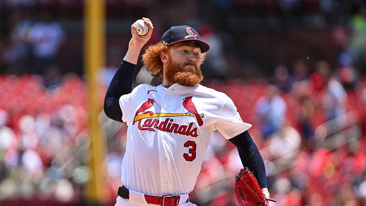 Jul 12, 2026; St. Louis, Missouri, USA; St. Louis Cardinals starting pitcher Dustin May (3) throws against the Atlanta Braves during the first inning at Busch Stadium. Mandatory Credit: Jeff Curry-Imagn Images Jul 12, 2026; St. Louis, Missouri, USA; St. Louis Cardinals starting pitcher Dustin May (3) throws against the Atlanta Braves during the first inning at Busch Stadium. Mandatory Credit: Jeff Curry-Imagn Images