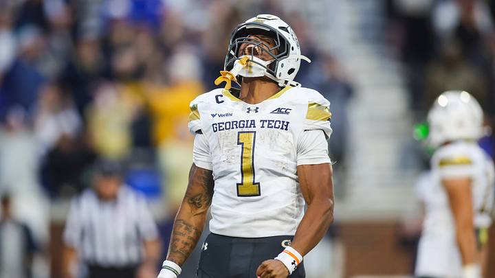 Oct 10, 2026; Atlanta, Georgia, USA; Georgia Tech Yellow Jackets running back Trelain Maddox (1) celebrates after a touchdown against the Duke Blue Devils in the fourth quarter at Bobby Dodd Stadium at Hyundai Field. Mandatory Credit: Brett Davis-Imagn Images Oct 10, 2026; Atlanta, Georgia, USA; Georgia Tech Yellow Jackets running back Trelain Maddox (1) celebrates after a touchdown against the Duke Blue Devils in the fourth quarter at Bobby Dodd Stadium at Hyundai Field. Mandatory Credit: Brett Davis-Imagn Images