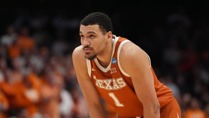 March 23, 2024, Charlotte, NC, USA; Texas Longhorns forward Dylan Disu (1) in action against the Tennessee Volunteers in the second round of the 2024 NCAA Tournament at the Spectrum Center. Mandatory Credit: Jim Dedmon-USA TODAY Sports March 23, 2024, Charlotte, NC, USA; Texas Longhorns forward Dylan Disu (1) in action against the Tennessee Volunteers in the second round of the 2024 NCAA Tournament at the Spectrum Center. Mandatory Credit: Jim Dedmon-USA TODAY Sports