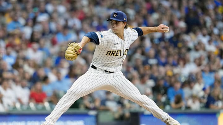 Sep 27, 2025; Milwaukee, Wisconsin, USA; Milwaukee Brewers pitcher Robert Gasser (54) throws a pitch during the first inning against the Cincinnati Reds at American Family Field. Mandatory Credit: Jeff Hanisch-Imagn Images Sep 27, 2025; Milwaukee, Wisconsin, USA; Milwaukee Brewers pitcher Robert Gasser (54) throws a pitch during the first inning against the Cincinnati Reds at American Family Field. Mandatory Credit: Jeff Hanisch-Imagn Images