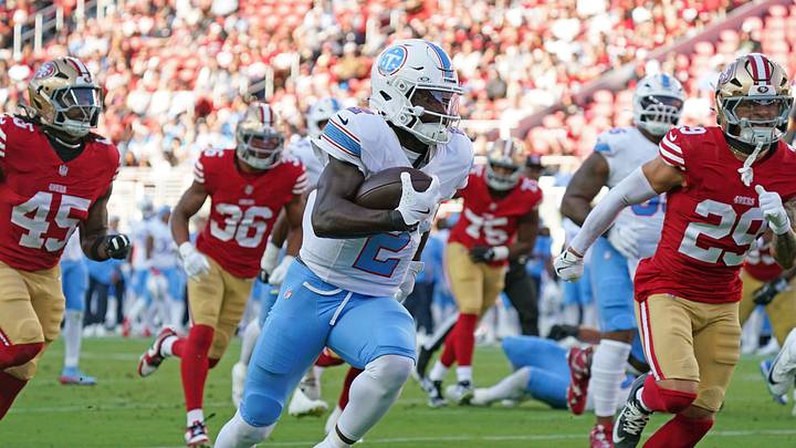 Aug 13, 2026; Santa Clara, California, USA; Tennessee Titans running back Tyjae Spears (2) rushes the ball in the first quarter against the San Francisco 49ers at Levi's Stadium. Mandatory Credit: David Gonzales-Imagn Images Aug 13, 2026; Santa Clara, California, USA; Tennessee Titans running back Tyjae Spears (2) rushes the ball in the first quarter against the San Francisco 49ers at Levi's Stadium. Mandatory Credit: David Gonzales-Imagn Images