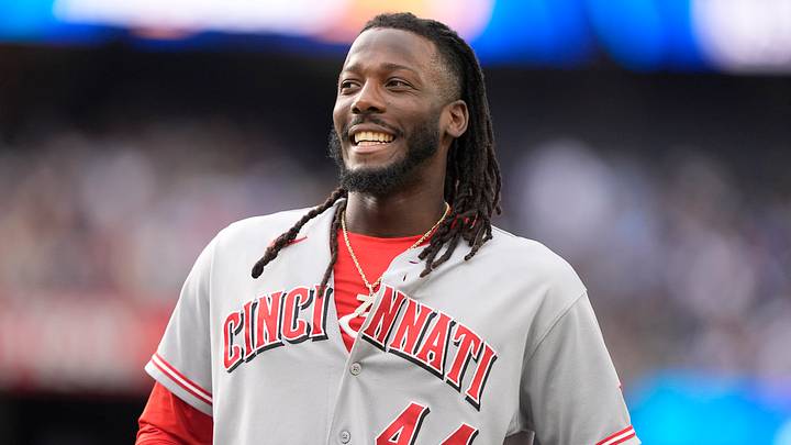 Sep 26, 2026; Toronto, Ontario, CAN; Cincinnati Reds shortstop Elly De La Cruz (44) smiles as he comes off the field against the Toronto Blue Jays during the sixth inning at Rogers Centre. Mandatory Credit: John E. Sokolowski-Imagn Images Sep 26, 2026; Toronto, Ontario, CAN; Cincinnati Reds shortstop Elly De La Cruz (44) smiles as he comes off the field against the Toronto Blue Jays during the sixth inning at Rogers Centre. Mandatory Credit: John E. Sokolowski-Imagn Images