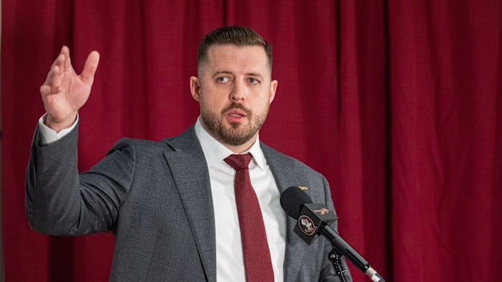 Florida State’s new head basketball coach Luke Loucks introduces himself, shares his beliefs and coaching style during a press conference Monday, March 10, 2025.