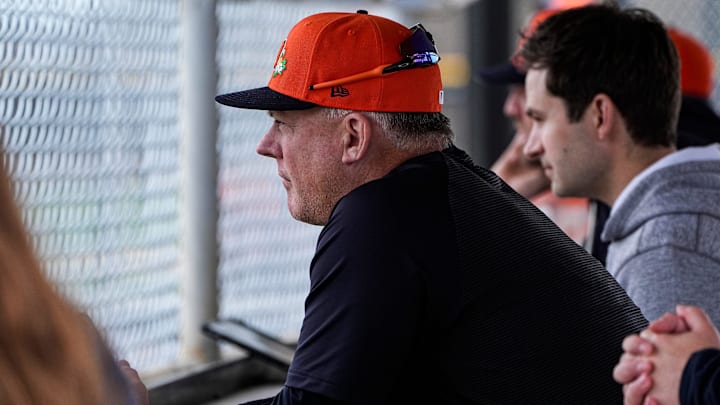 Detroit Tigers manager A.J. Hinch, left, president of baseball operations Scott Harris
