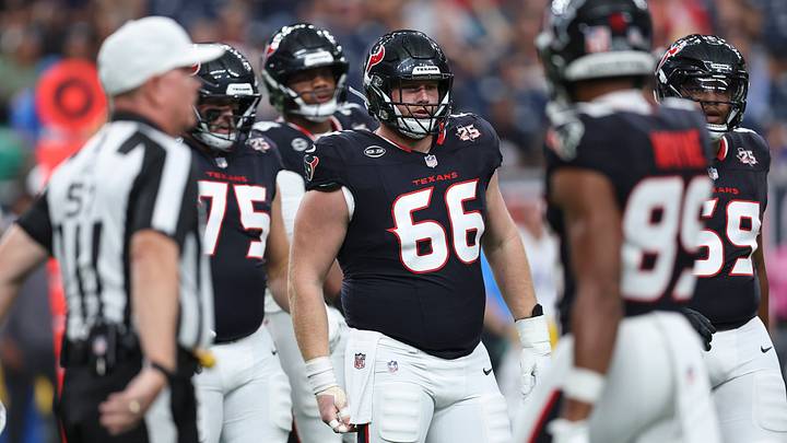 Aug 13, 2026; Houston, Texas, USA; Houston Texans center Keylan Rutledge (66) during the game against the Los Angeles Chargers at Reliant Stadium. Mandatory Credit: Troy Taormina-Imagn Images Aug 13, 2026; Houston, Texas, USA; Houston Texans center Keylan Rutledge (66) during the game against the Los Angeles Chargers at Reliant Stadium. Mandatory Credit: Troy Taormina-Imagn Images