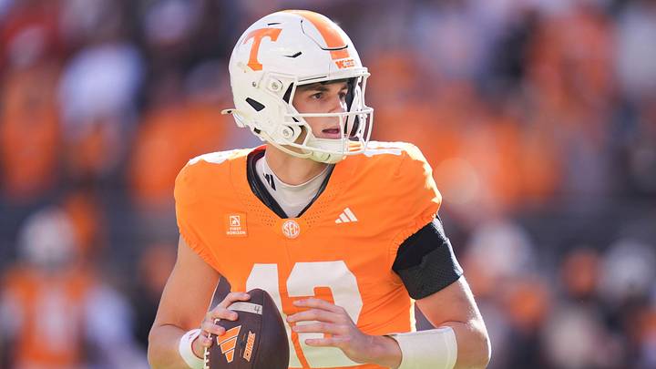 Tennessee quarterback George MacIntyre (12) looks to pass during a game between Tennessee and Alabama in Neyland Stadium in Knoxville, Tenn., Oct. 17, 2026. Tennessee quarterback George MacIntyre (12) looks to pass during a game between Tennessee and Alabama in Neyland Stadium in Knoxville, Tenn., Oct. 17, 2026.