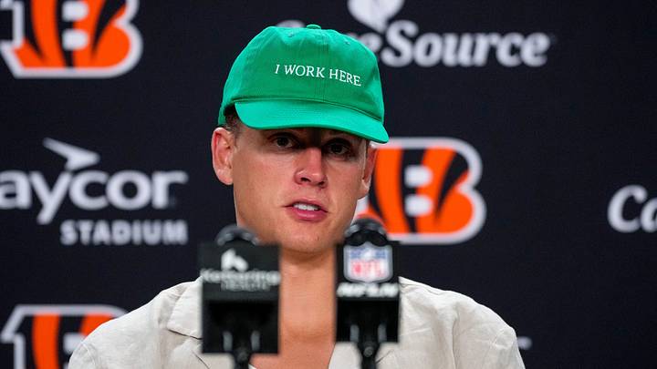 Cincinnati Bengals quarterback Joe Burrow (9) speaks in the post game press conference after the NFL Preseason game between the Cincinnati Bengals and the Detroit Lions at Paycor Stadium in Cincinnati on Thursday, Aug. 13, 2026. The Bengals won the preseason opener, 16-14. Cincinnati Bengals quarterback Joe Burrow (9) speaks in the post game press conference after the NFL Preseason game between the Cincinnati Bengals and the Detroit Lions at Paycor Stadium in Cincinnati on Thursday, Aug. 13, 2026. The Bengals won the preseason opener, 16-14.