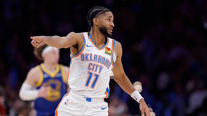 Mar 7, 2026; Oklahoma City, Oklahoma, USA; Oklahoma City Thunder guard Isaiah Joe (11) runs down the court after scoring against the Golden State Warriors during the second half at Paycom Center. Mandatory Credit: Alonzo Adams-Imagn Images Mar 7, 2026; Oklahoma City, Oklahoma, USA; Oklahoma City Thunder guard Isaiah Joe (11) runs down the court after scoring against the Golden State Warriors during the second half at Paycom Center. Mandatory Credit: Alonzo Adams-Imagn Images