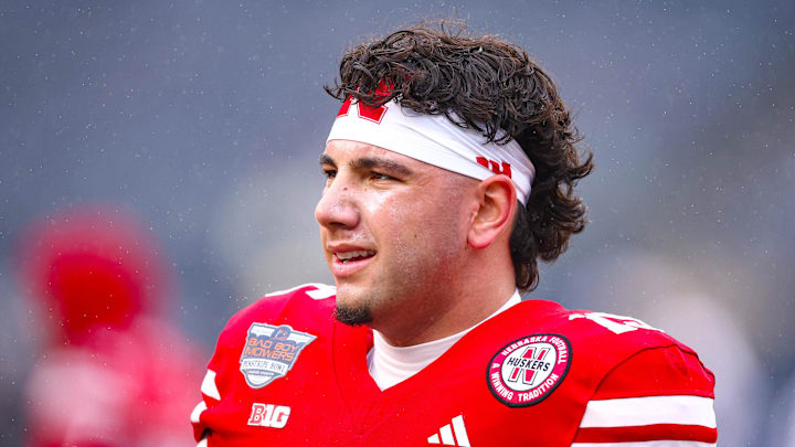 Dec 28, 2024; Bronx, NY, USA; Nebraska Cornhuskers quarterback Dylan Raiola (15) looks on before the game against the Boston College Eagles at Yankee Stadium. Mandatory Credit: Vincent Carchietta-Imagn Images Dec 28, 2024; Bronx, NY, USA; Nebraska Cornhuskers quarterback Dylan Raiola (15) looks on before the game against the Boston College Eagles at Yankee Stadium. Mandatory Credit: Vincent Carchietta-Imagn Images