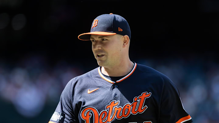 Apr 1, 2026; Phoenix, Arizona, USA; Detroit Tigers pitcher Tarik Skubal in the fifth inning against the Arizona Diamondbacks at Chase Field. Mandatory Credit: Mark J. Rebilas-Imagn Images