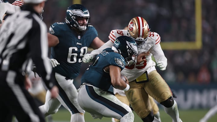 Javon Kinlaw, Jalen Hurts, San Francisco 49ers, Philadelphia Eagles