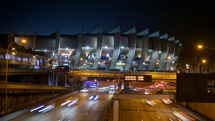 An exterior view of Parc des Princes, the current home of Paris Saint-Germain.