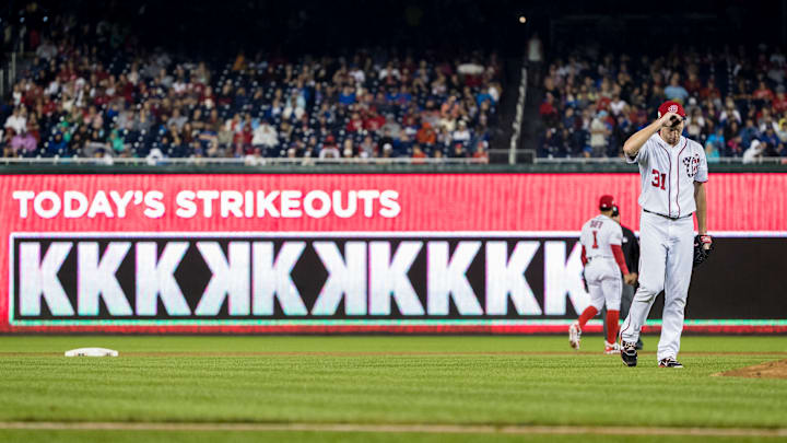 Max Scherzer after recording his 10th strikeout of the game.