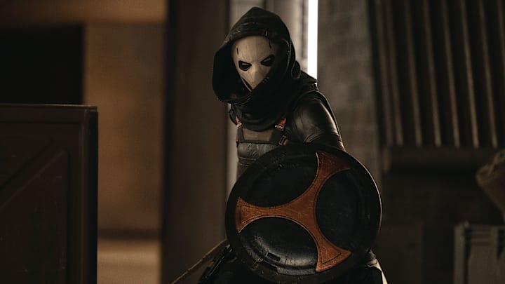 Taskmaster (Olga Kurylenko) in Marvel Studios' THUNDERBOLTS*. Photo by Chuck Zlotnick. © 2025 MARVEL.