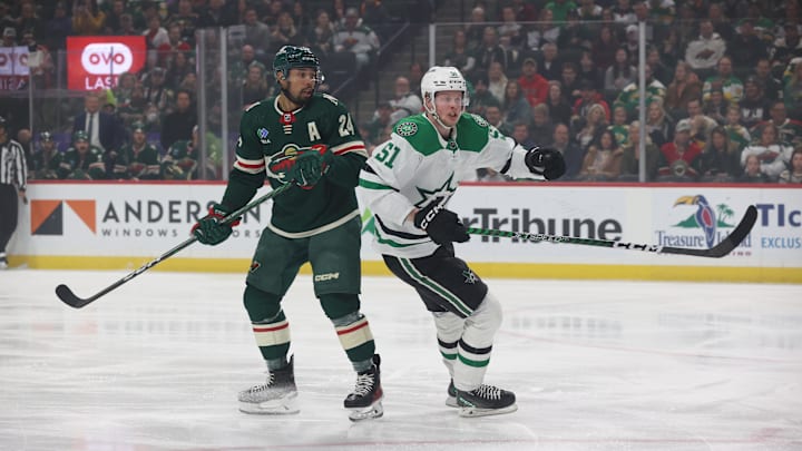 Feb 17, 2023; Saint Paul, Minnesota,  Dallas Stars forward Fredrik Karlstrom (51) Mandatory Credit: Bruce Fedyck-Imagn Imagest