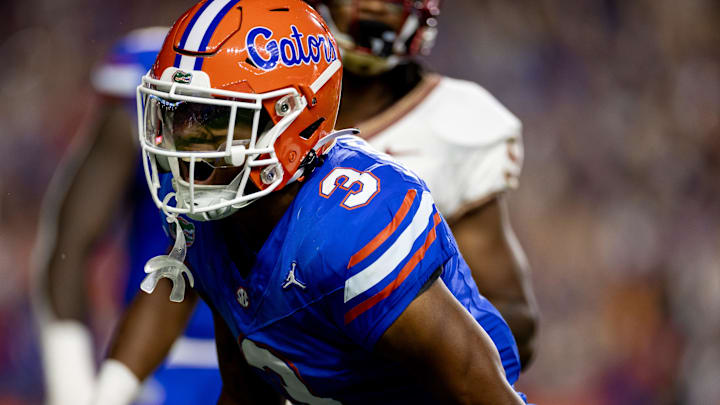 Florida Gators cornerback Jason Marshall Jr. (3) celebrates after a stop during the first half