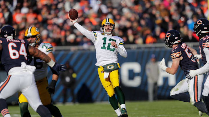 Green Bay Packers quarterback Aaron Rodgers (12) passes against the Chicago Bears during their football game Sunday, December 4, at Soldier Field in Chicago, Ill. Dan Powers/USA TODAY NETWORK-Wisconsin

Apc Packvsbears 1204220366cdjp