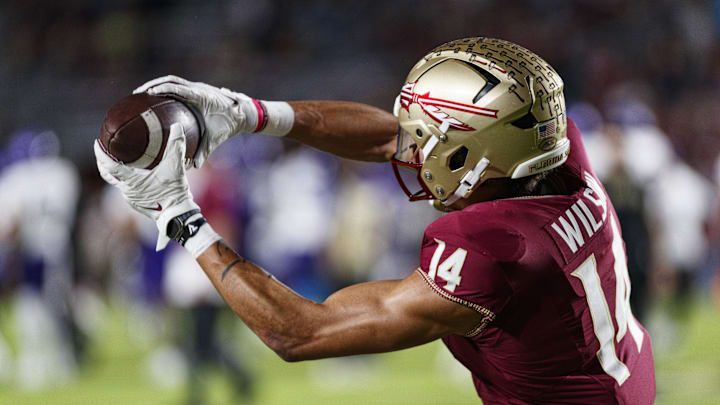 Nov 18, 2023; Tallahassee, Florida, USA; Florida State Seminoles wide receiver Johnny Wilson (14)