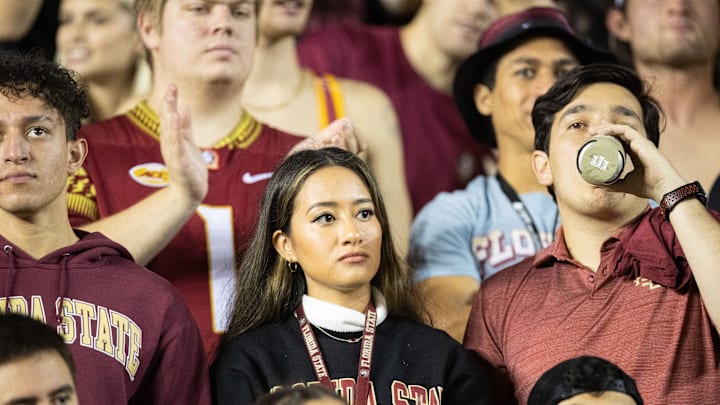 Florida State Seminole fans cheer on the football team as they defeat the Florida Gators at Doak Campbell Stadium on Friday, Nov. 25, 2022.

Fan Cam Fsu V Uf020