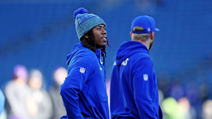 Nov 30, 2025; Seattle, Washington, USA; Seattle Seahawks wide receiver Rashid Shaheed (22) warms up before the game against the Minnesota Vikings at Lumen Field. Mandatory Credit: Kevin Ng-Imagn Images