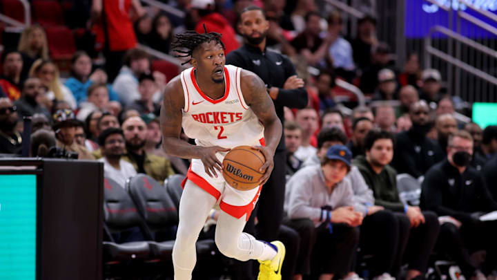 Feb 5, 2026; Houston, Texas, USA; Houston Rockets forward Dorian Finney-Smith (2) dribbles against the Charlotte Hornets during the third quarter at Toyota Center. Mandatory Credit: Erik Williams-Imagn Images Feb 5, 2026; Houston, Texas, USA; Houston Rockets forward Dorian Finney-Smith (2) dribbles against the Charlotte Hornets during the third quarter at Toyota Center. Mandatory Credit: Erik Williams-Imagn Images