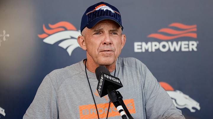 Jul 23, 2025; Englewood, CO, USA; Denver Broncos head coach Sean Payton during Denver Broncos Training Camp. Jul 23, 2025; Englewood, CO, USA; Denver Broncos head coach Sean Payton during Denver Broncos Training Camp.