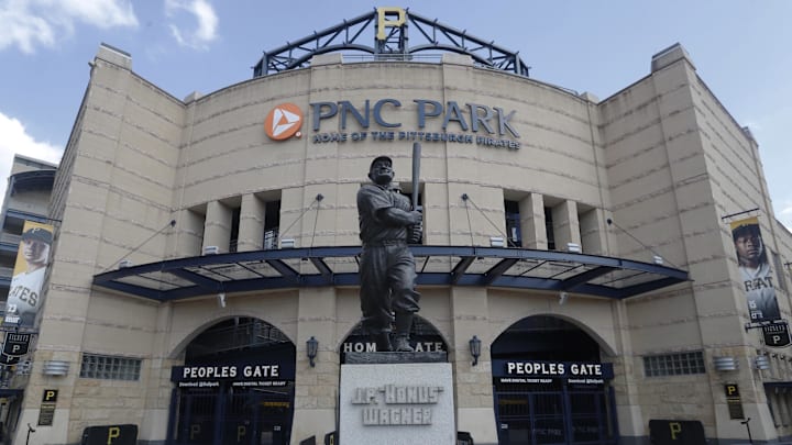 Sep 5, 2023; Pittsburgh, Pennsylvania, USA;  General exterior view before the Pittsburgh Pirates host the Milwaukee Brewers at PNC Park. Mandatory Credit: Charles LeClaire-Imagn Images