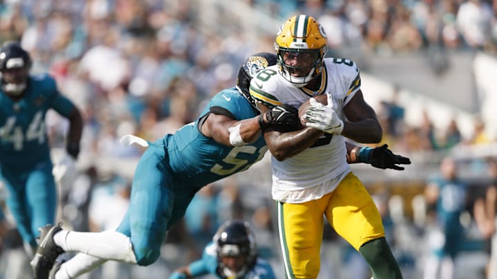 Green Bay Packers running back Josh Jacobs will need to be at his tackle-breaking best against the Detroit Lions.