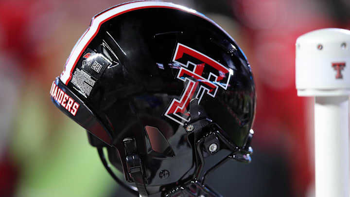  A general view of a Texas Tech Red Raiders helmet . Mandatory Credit: Michael C. Johnson-Imagn Images