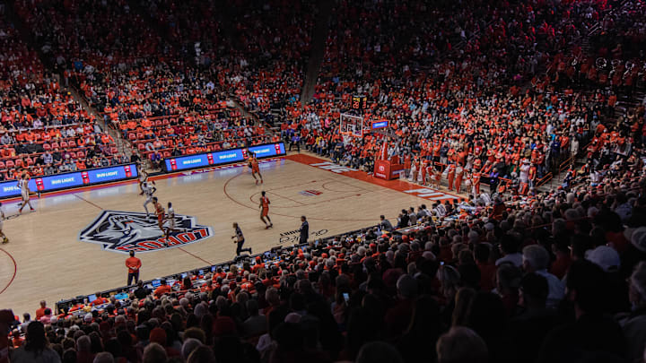 The New Mexico State Aggies face off against the University of New Mexico Lobos at The Pit in Albuquerque on Monday, Dec. 6, 2021.
Unm Nmsu 30 The New Mexico State Aggies face off against the University of New Mexico Lobos at The Pit in Albuquerque on Monday, Dec. 6, 2021.
Unm Nmsu 30