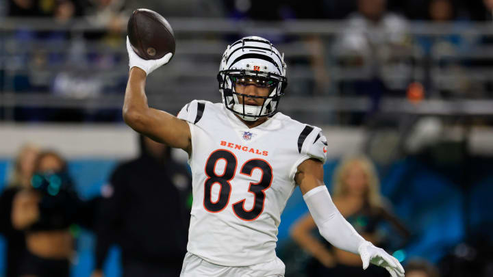 Cincinnati Bengals wide receiver Tyler Boyd (83) throws the ball resulting in an interception Cincinnati Bengals wide receiver Tyler Boyd (83) throws the ball resulting in an interception