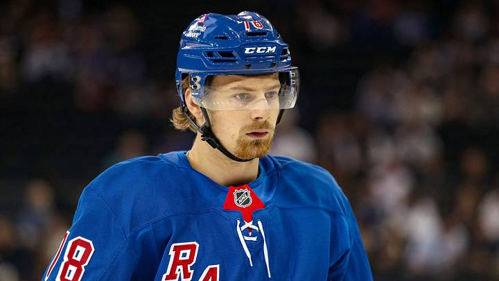 Sep 24, 2024; New York, New York, USA; New York Rangers left wing Brennan Othmann (78) skates against the New York Islanders during the first period at Madison Square Garden. Mandatory Credit: Danny Wild-Imagn Images