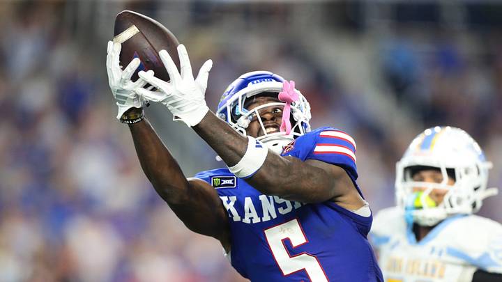 Kansas Jayhawks wide receiver Nik McMillan (5) Kansas Jayhawks wide receiver Nik McMillan (5)