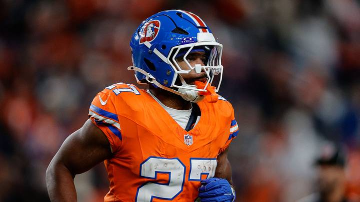 Denver Broncos running back J.K. Dobbins (27) in the fourth quarter against the Las Vegas Raiders at Empower Field at Mile High. Denver Broncos running back J.K. Dobbins (27) in the fourth quarter against the Las Vegas Raiders at Empower Field at Mile High.