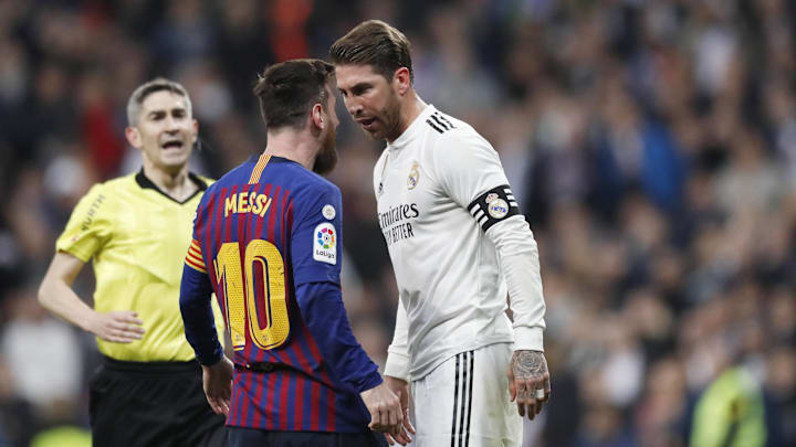 El Clasico is always a fiery affair. Lionel Messi (centre) and Sergio Ramos (right) go head-to-head.
