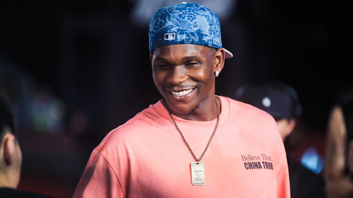 Anthony Edwards attends an activity during his China tour on August 24, 2025 in Shanghai, China. Anthony Edwards attends an activity during his China tour on August 24, 2025 in Shanghai, China.