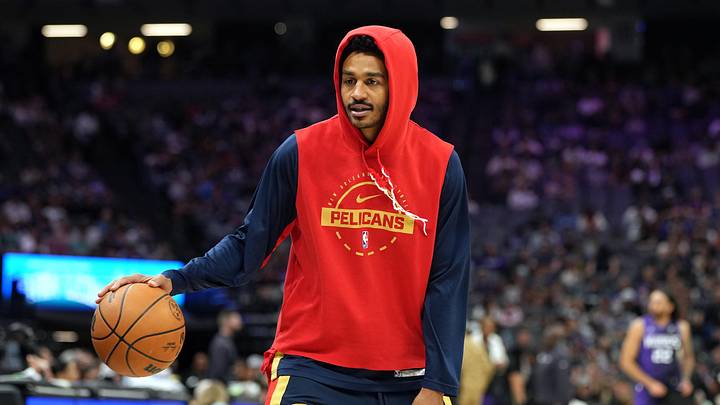 Apr 3, 2026; Sacramento, California, USA; New Orleans Pelicans guard Jordan Poole (3) during the second quarter against the Sacramento Kings at Golden 1 Center. Mandatory Credit: Darren Yamashita-Imagn Images Apr 3, 2026; Sacramento, California, USA; New Orleans Pelicans guard Jordan Poole (3) during the second quarter against the Sacramento Kings at Golden 1 Center. Mandatory Credit: Darren Yamashita-Imagn Images