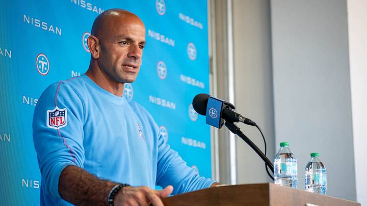 Tennessee Titans Coach Robert Saleh speaks to the media