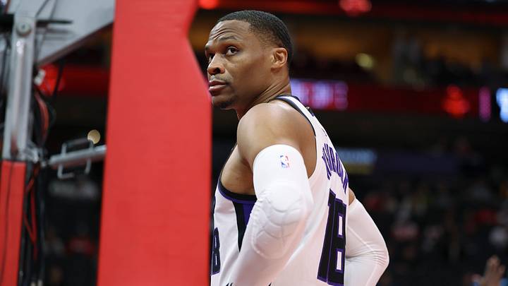 Feb 25, 2026; Houston, Texas, USA; Sacramento Kings guard Russell Westbrook (18) looks towards the crowd before the start of the game against the Houston Rockets at Toyota Center. Mandatory Credit: Troy Taormina-Imagn Images Feb 25, 2026; Houston, Texas, USA; Sacramento Kings guard Russell Westbrook (18) looks towards the crowd before the start of the game against the Houston Rockets at Toyota Center. Mandatory Credit: Troy Taormina-Imagn Images