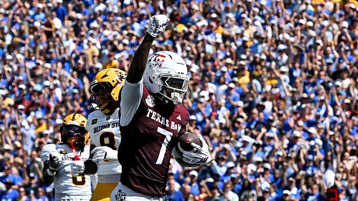 Sep 12, 2026; College Station, Texas, USA; Texas A&M Aggies wide receiver Isaiah Horton (7) celebrates after scoring a touchdown during the first half against Arizona State Sun Devils at Kyle Field. Mandatory Credit: Maria Lysaker-Imagn Images Sep 12, 2026; College Station, Texas, USA; Texas A&M Aggies wide receiver Isaiah Horton (7) celebrates after scoring a touchdown during the first half against Arizona State Sun Devils at Kyle Field. Mandatory Credit: Maria Lysaker-Imagn Images