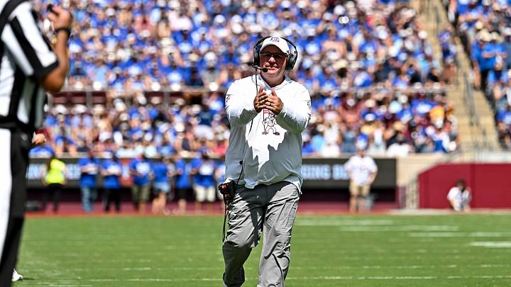 Sep 12, 2026; College Station, Texas, USA; Texas A&M Aggies head coach Mike Elko calls a time out during the first half against Arizona State Sun Devils at Kyle Field. Mandatory Credit: Maria Lysaker-Imagn Images Sep 12, 2026; College Station, Texas, USA; Texas A&M Aggies head coach Mike Elko calls a time out during the first half against Arizona State Sun Devils at Kyle Field. Mandatory Credit: Maria Lysaker-Imagn Images