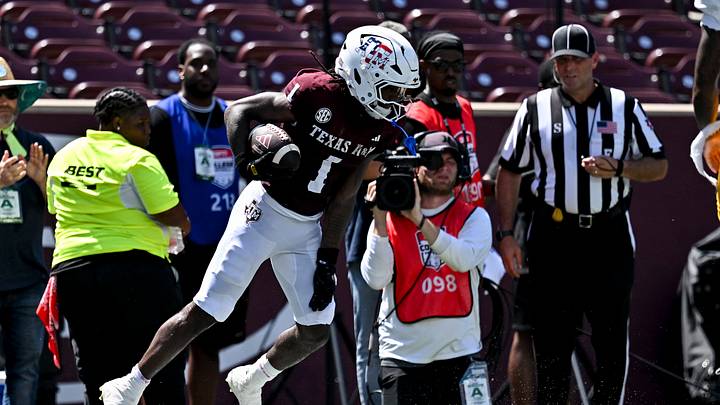Sep 12, 2026; College Station, Texas, USA; Texas A&M Aggies wide receiver Mario Craver (1) scores a touchdown during the second half against Arizona State Sun Devils at Kyle Field. Mandatory Credit: Maria Lysaker-Imagn Images Sep 12, 2026; College Station, Texas, USA; Texas A&M Aggies wide receiver Mario Craver (1) scores a touchdown during the second half against Arizona State Sun Devils at Kyle Field. Mandatory Credit: Maria Lysaker-Imagn Images