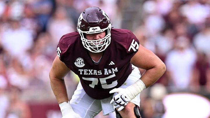 Sep 5, 2026; College Station, Texas, USA; Texas A&M Aggies offensive lineman Wilkin Formby (75) lines up during the first quarter against the Missouri State Bears at Kyle Field. Mandatory Credit: Maria Lysaker-Imagn Images Sep 5, 2026; College Station, Texas, USA; Texas A&M Aggies offensive lineman Wilkin Formby (75) lines up during the first quarter against the Missouri State Bears at Kyle Field. Mandatory Credit: Maria Lysaker-Imagn Images