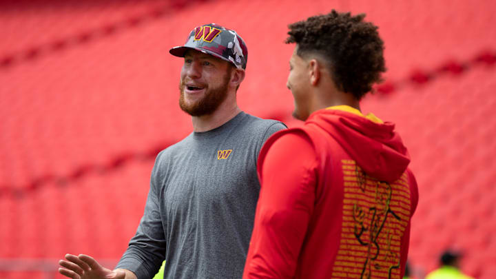 Carson Wentz, Patrick Mahomes, Washington Commanders v Kansas City Chiefs