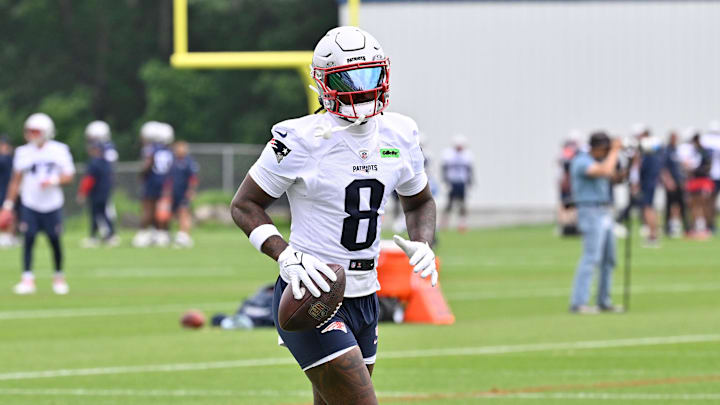Jun 9, 2025; Foxborough, MA, USA; New England Patriots wide receiver Stefon Diggs (8) participates at minicamp at Gillette Stadium. Mandatory Credit: Eric Canha-Imagn Images Jun 9, 2025; Foxborough, MA, USA; New England Patriots wide receiver Stefon Diggs (8) participates at minicamp at Gillette Stadium. Mandatory Credit: Eric Canha-Imagn Images