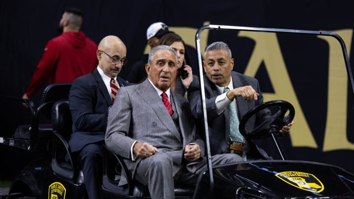 Jan 7, 2024; New Orleans, Louisiana, USA; Atlanta Falcons owner Arthur Blank during warmups 