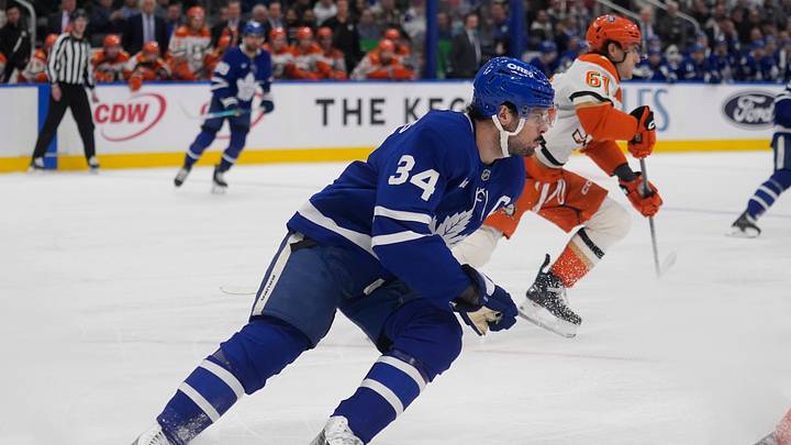 Mar 12, 2026; Toronto, Ontario, CAN; Toronto Maple Leafs forward Auston Matthews (34) skates against the Anaheim Ducks during the first period at Scotiabank Arena. Mandatory Credit: John E. Sokolowski-Imagn Images Mar 12, 2026; Toronto, Ontario, CAN; Toronto Maple Leafs forward Auston Matthews (34) skates against the Anaheim Ducks during the first period at Scotiabank Arena. Mandatory Credit: John E. Sokolowski-Imagn Images